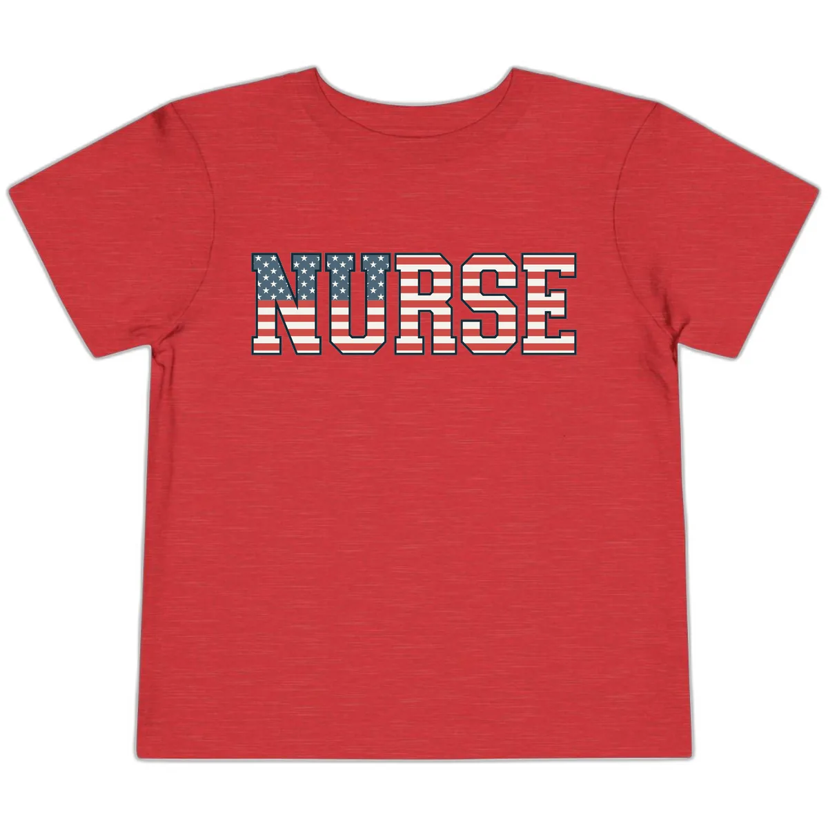 American Flag Nurse Appreciation Word Art Toddler T-Shirt in Heather Red