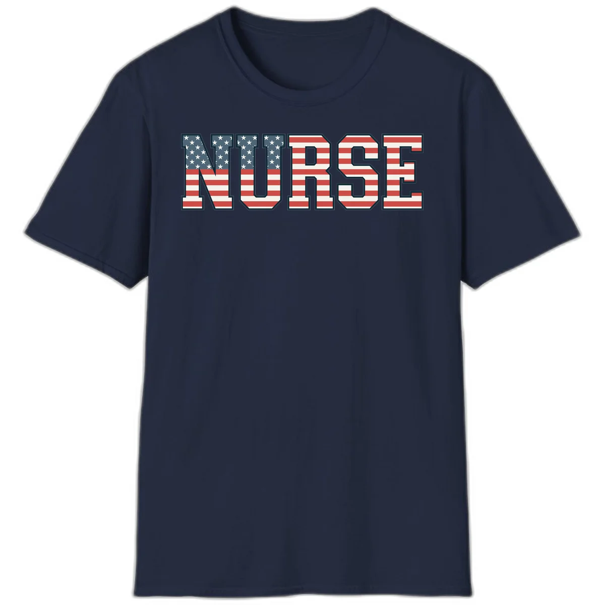 American Flag Nurse T-Shirt in Navy
