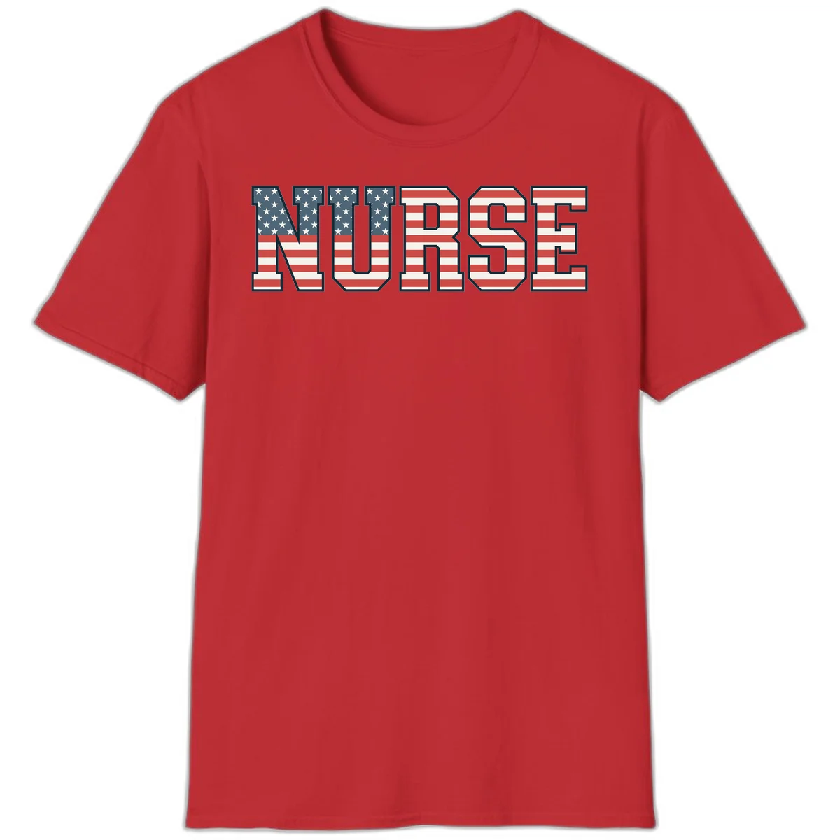 American Flag Nurse T-Shirt in Red