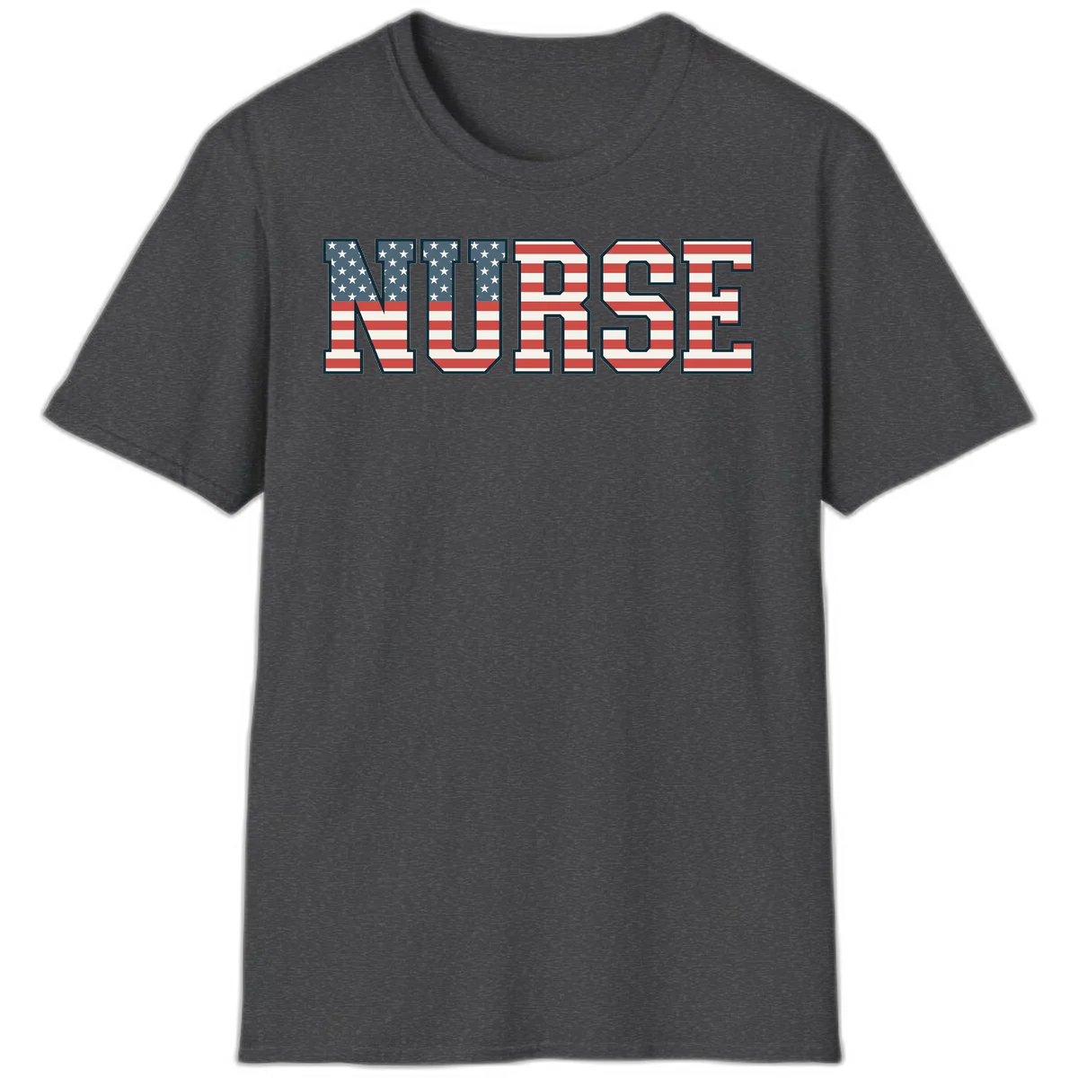 American Flag Nurse T-Shirt in Dark Heather