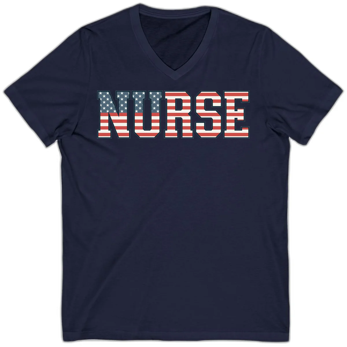American Flag Nurse V-Neck in Navy