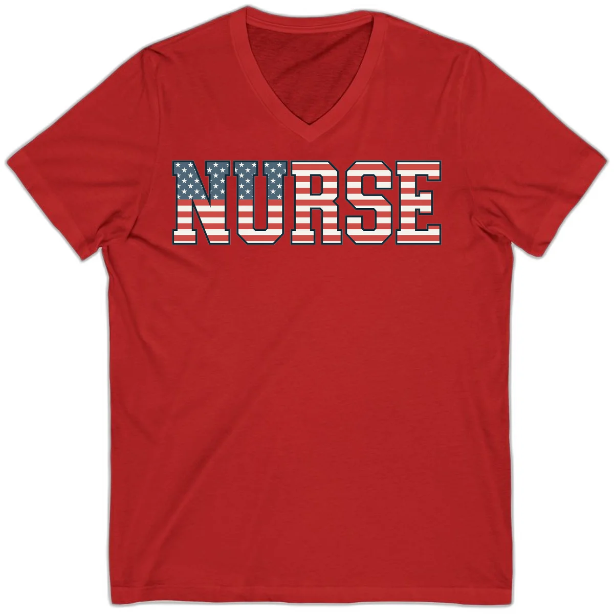 American Flag Nurse V-Neck in Red