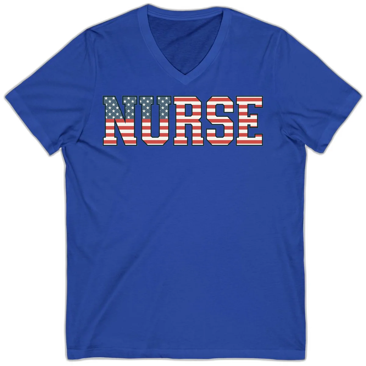 American Flag Nurse V-Neck in True Royal