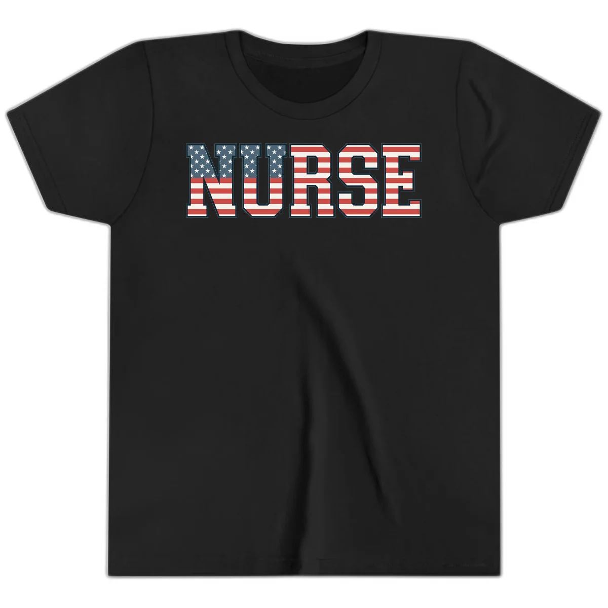 American Flag Nurse Youth T-Shirt in Black