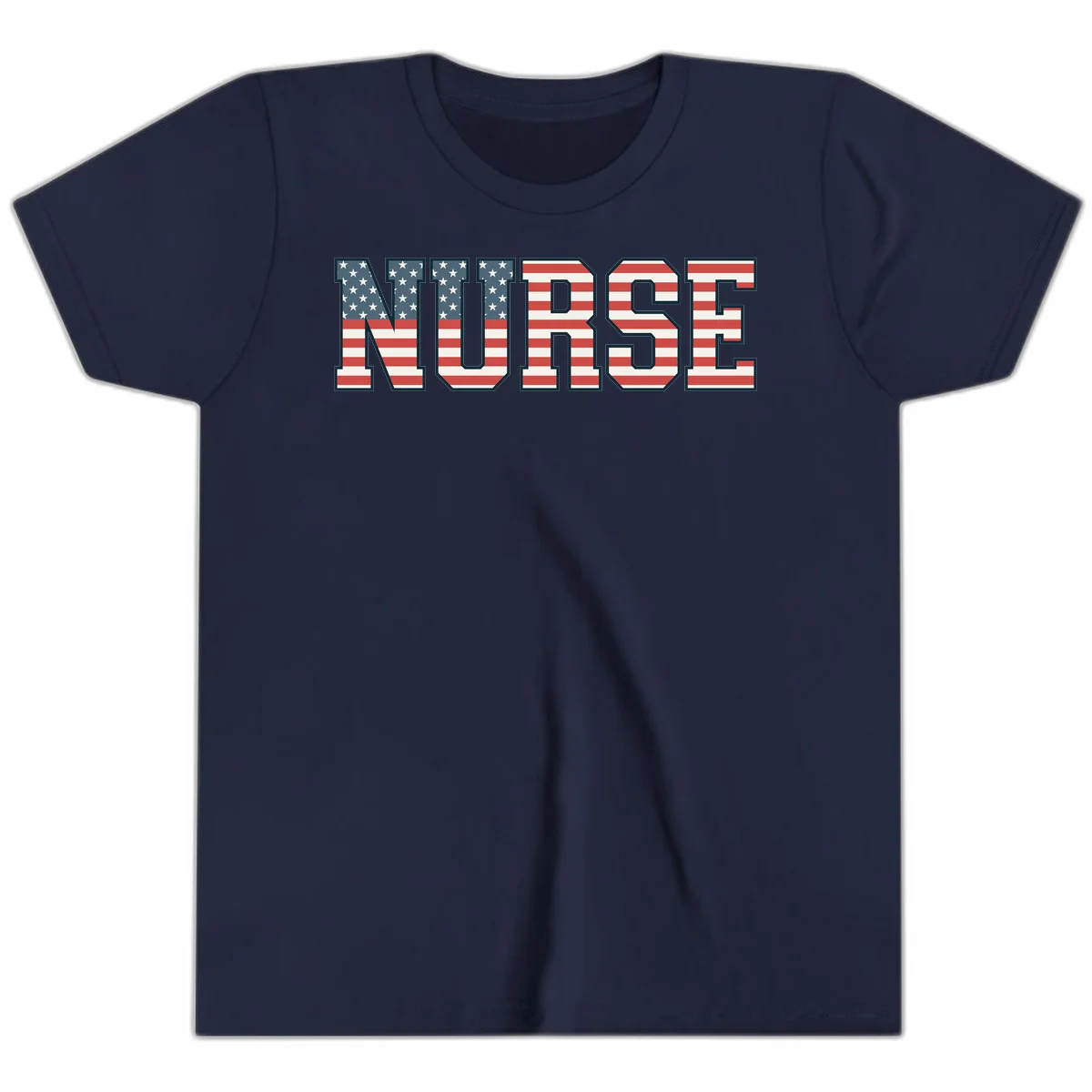American Flag Nurse Youth T-Shirt in Navy