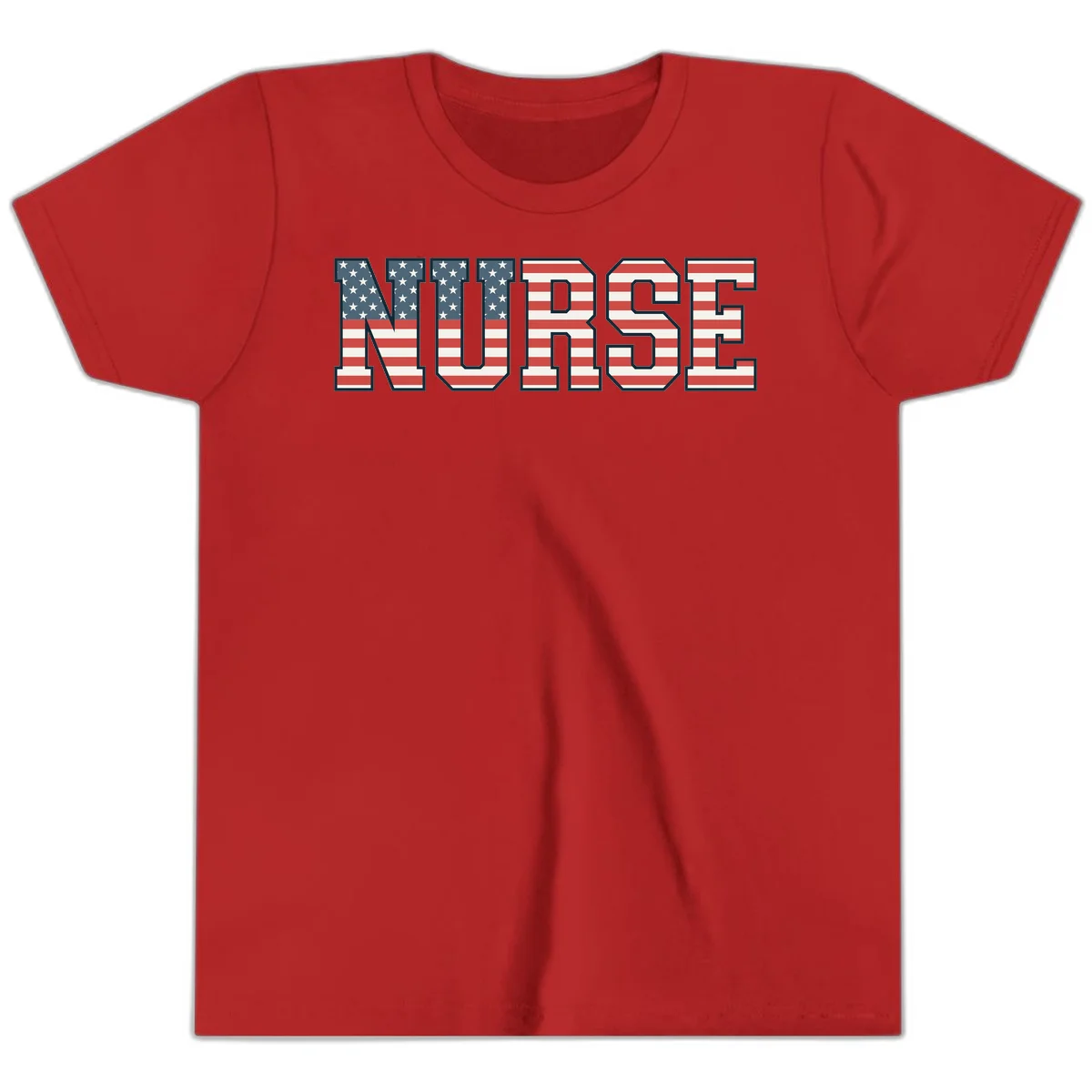 American Flag Nurse Youth T-Shirt in Red