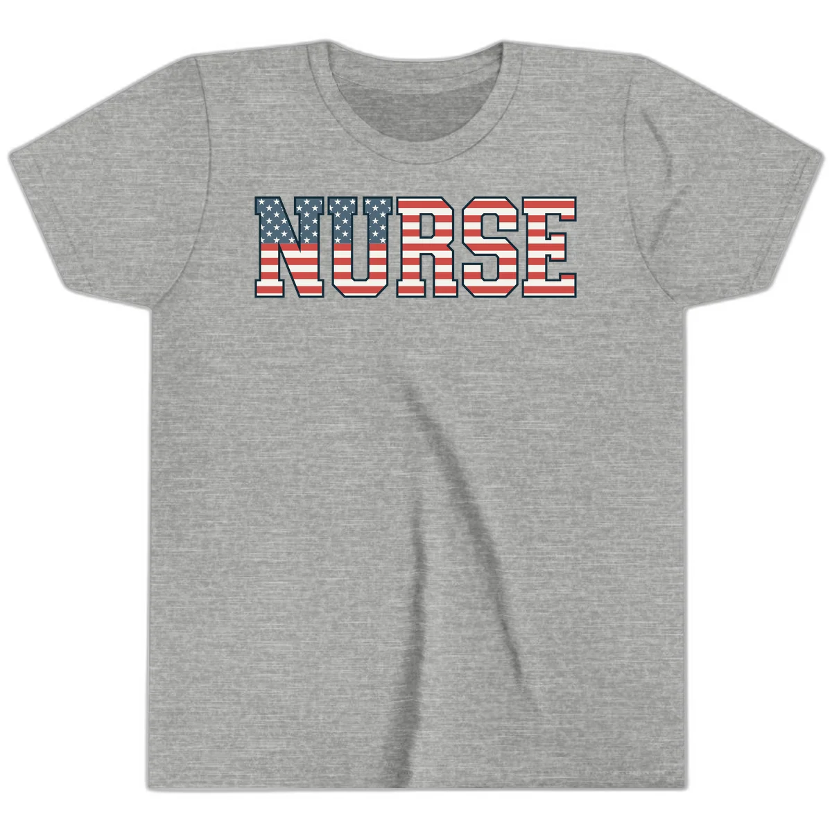 American Flag Nurse Youth T-Shirt in Athletic Heather
