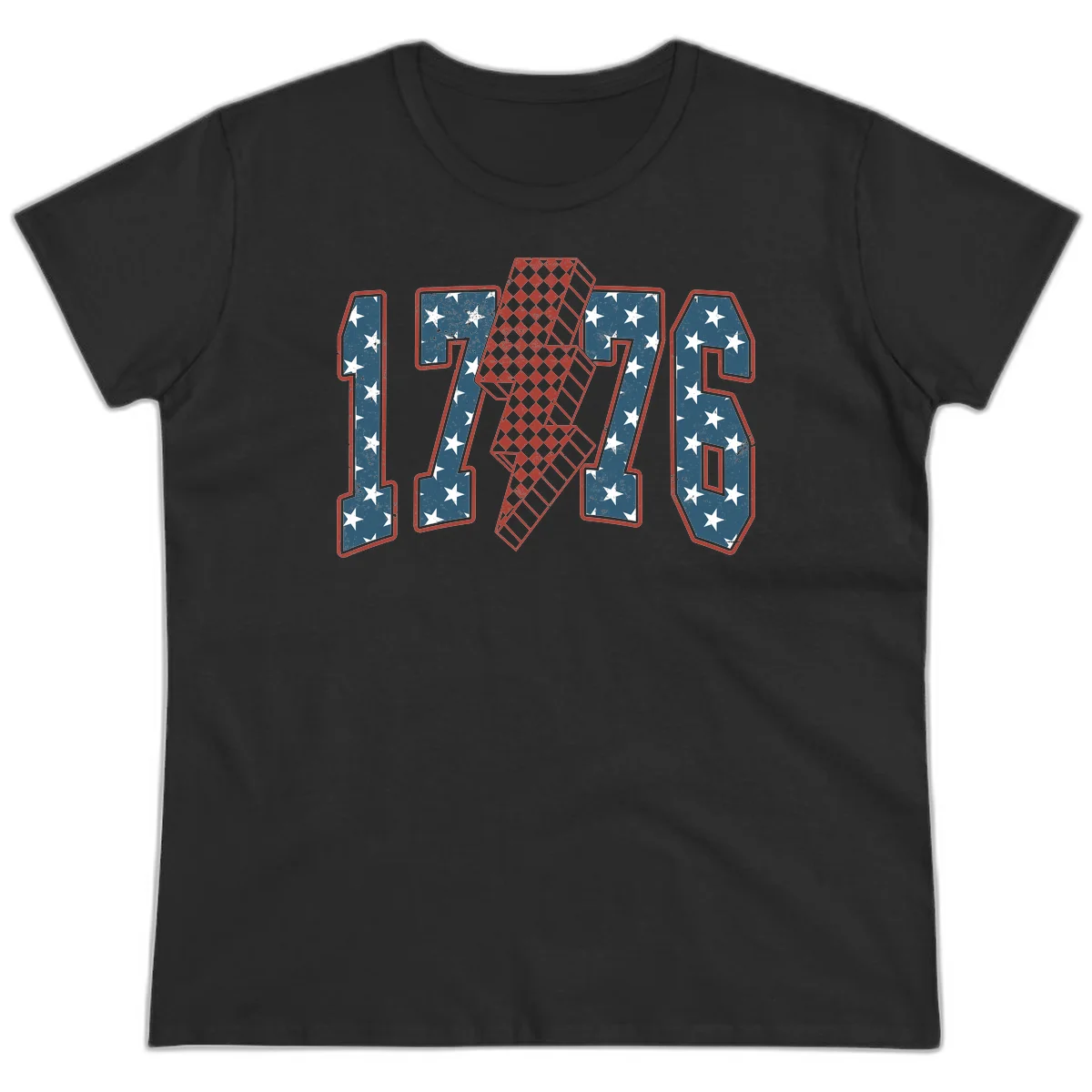 America 250th Anniversary 1776 Heritage Design Ladies Tee in Black