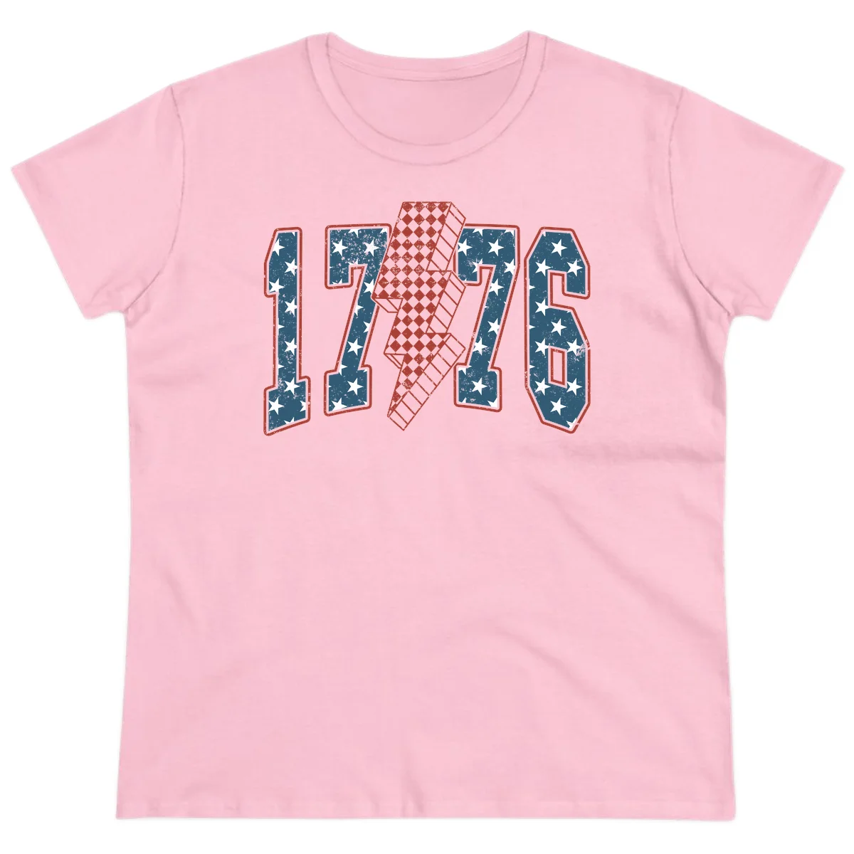 America 250th Anniversary 1776 Heritage Design Ladies Tee in Light Pink