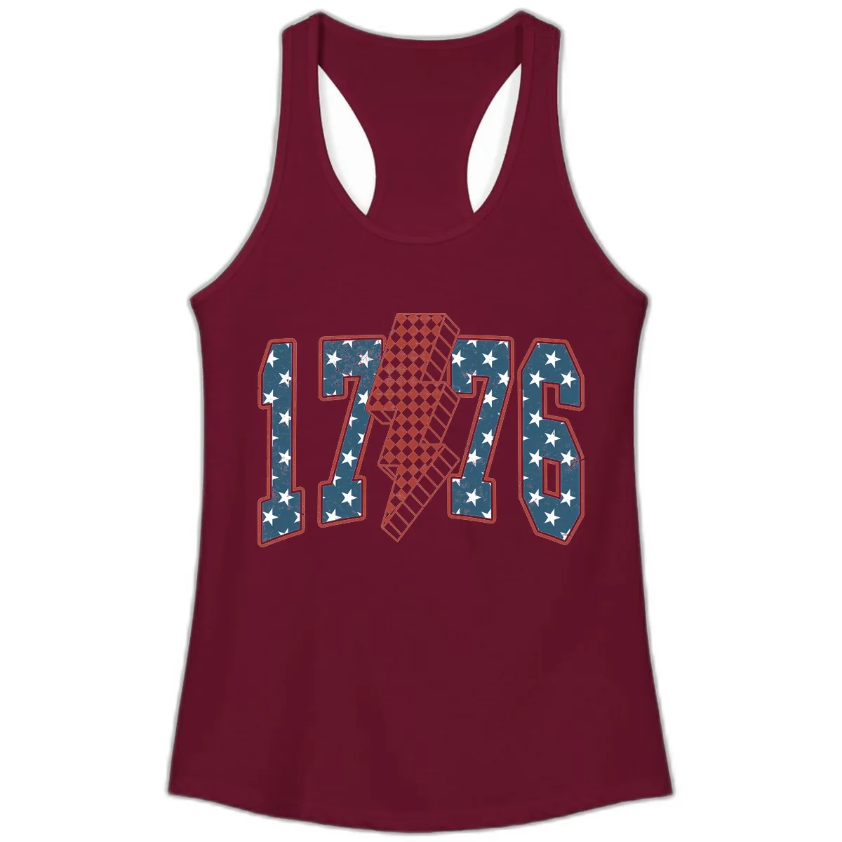 America 250th Anniversary 1776 Heritage Design Ladies Tank in Solid Cardinal Red