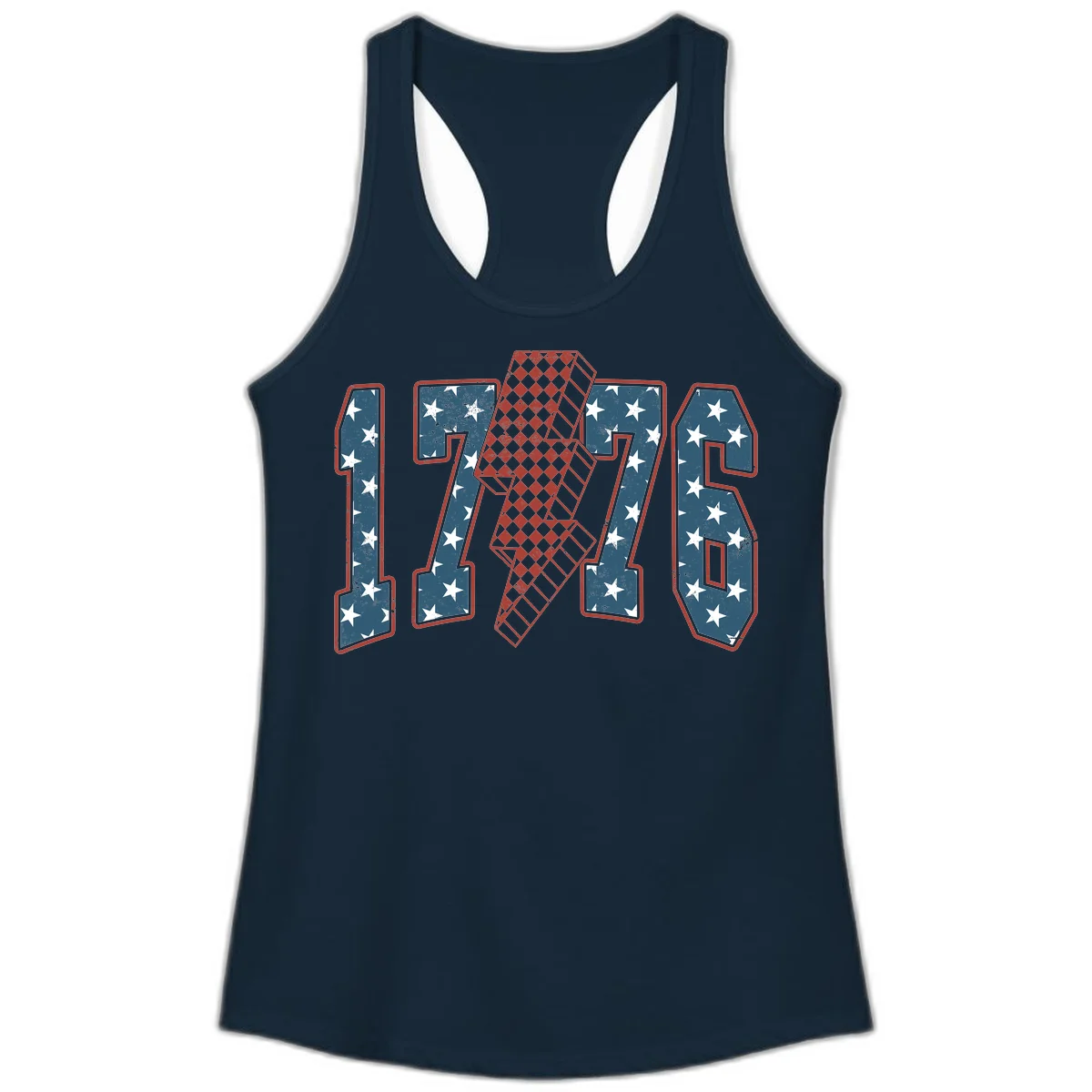 America 250th Anniversary 1776 Heritage Design Ladies Tank in Solid Midnight Navy