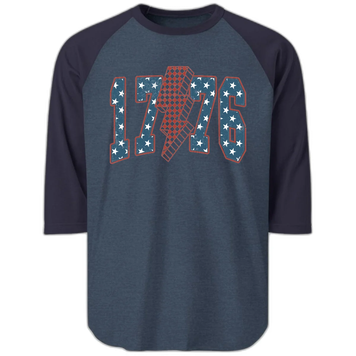 America 250th Anniversary 1776 Heritage Design Raglan 3/4 in Heather Denim Navy