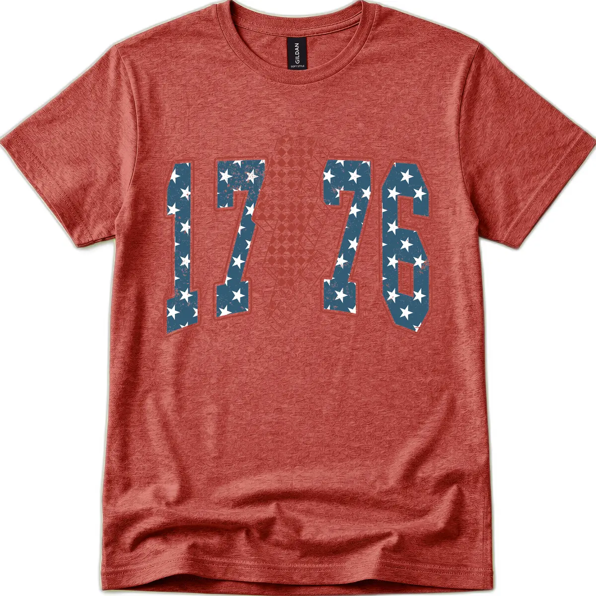 America 250th Anniversary 1776 Heritage Design T-Shirt in Heather Cardinal