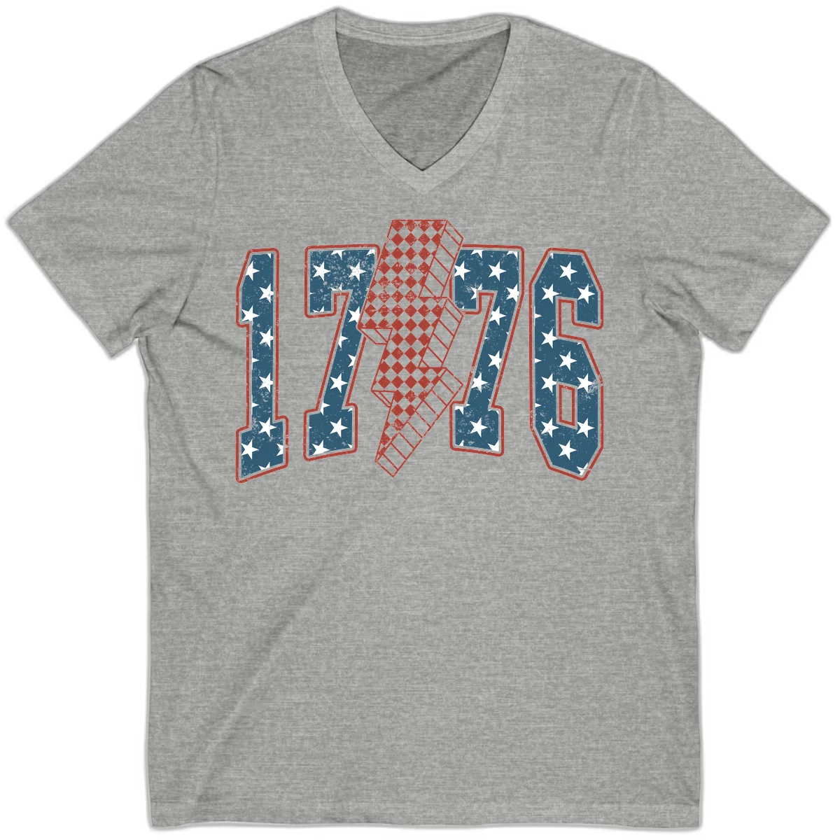 America 250th Anniversary 1776 Heritage Design V-Neck in Athletic Heather