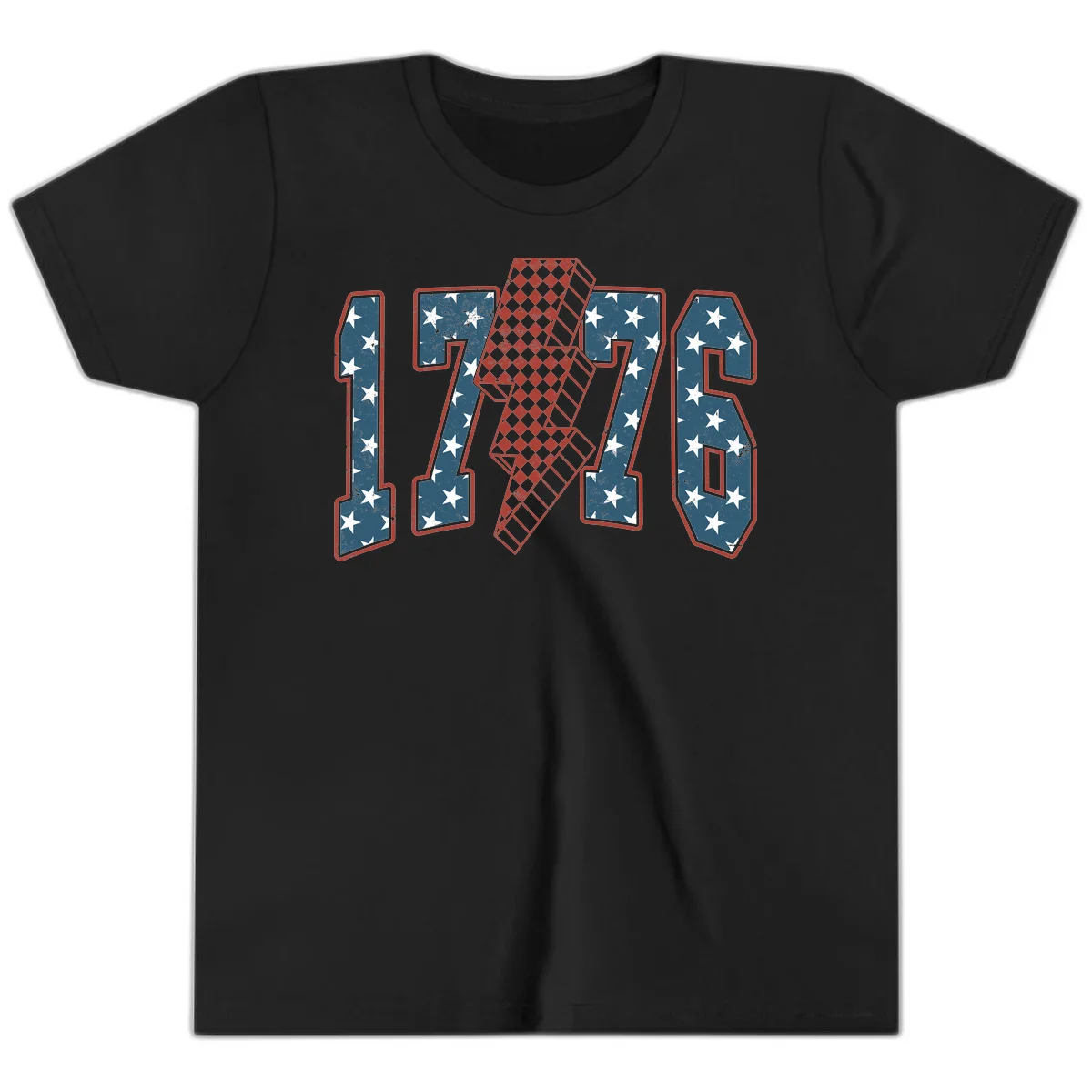 America 250th Anniversary 1776 Heritage Design Youth T-Shirt in Black
