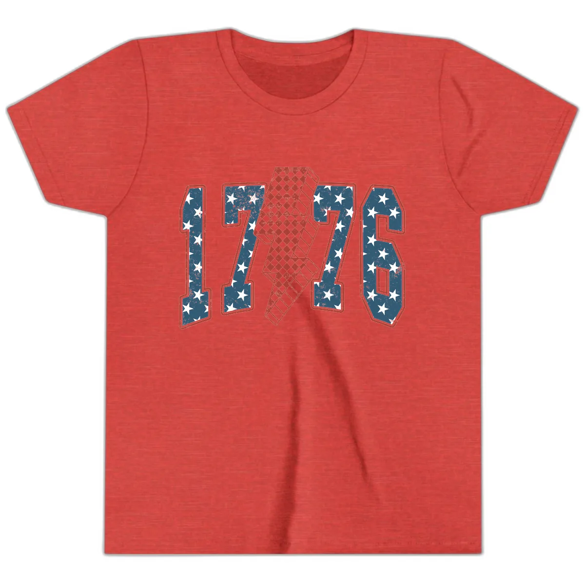 America 250th Anniversary 1776 Heritage Design Youth T-Shirt in Heather Red