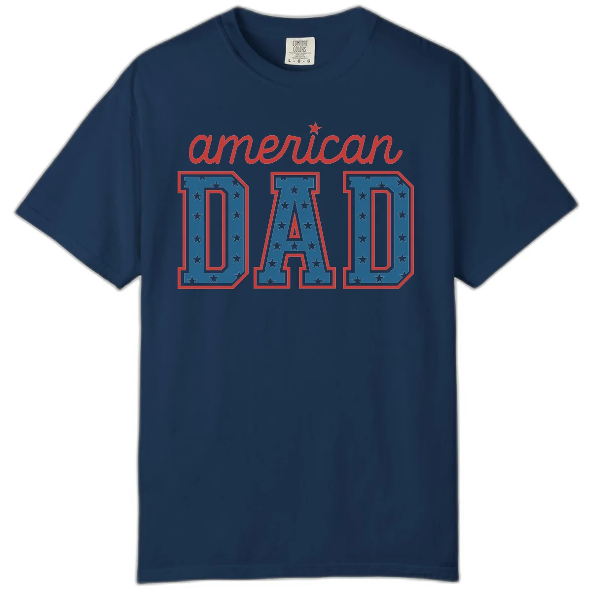 American Dad Patriotic Star Comfort T-Shirt in Navy