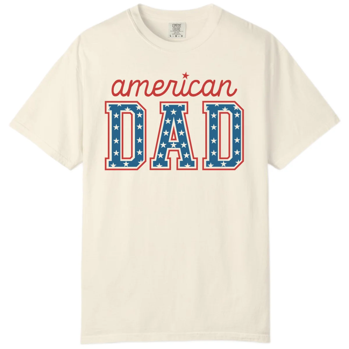 American Dad Patriotic Star Comfort T-Shirt in Ivory