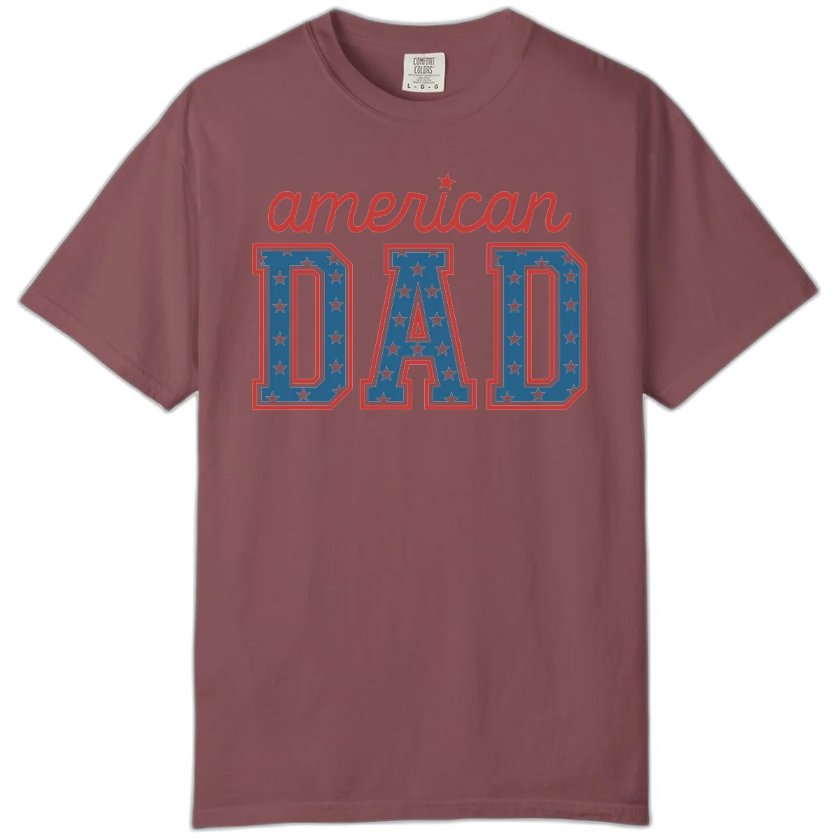 American Dad Patriotic Star Comfort T-Shirt in Brick