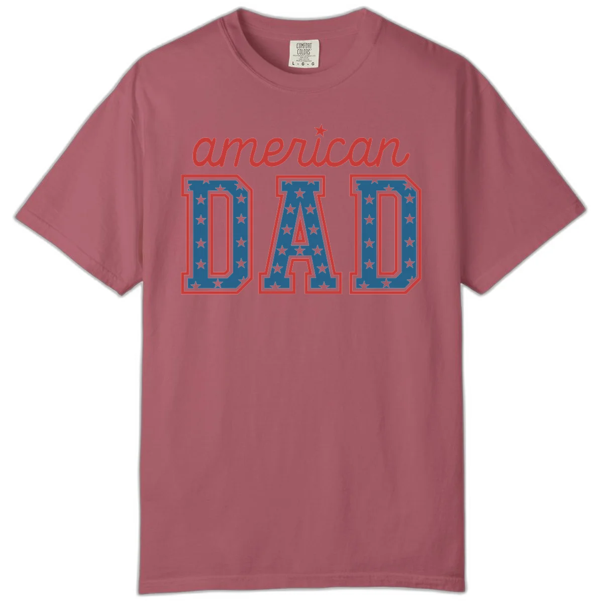 American Dad Patriotic Star Comfort T-Shirt in Crimson