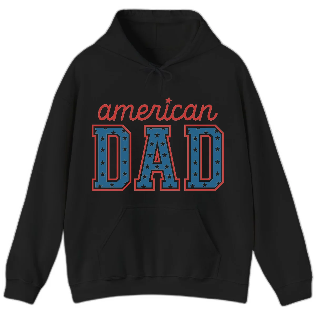 American Dad Patriotic Star Hoodie in Black