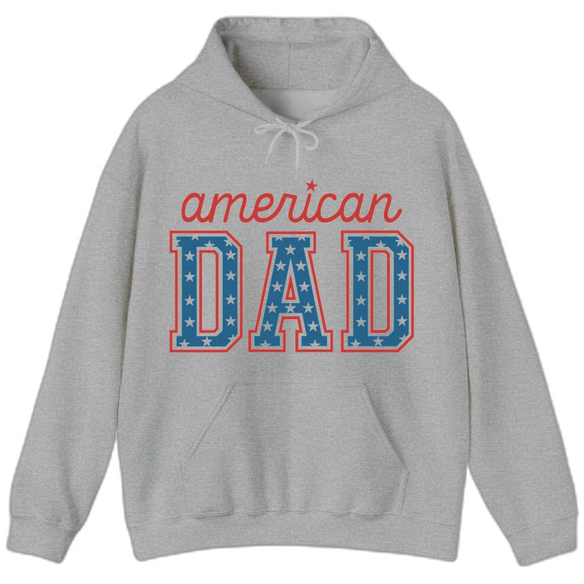 American Dad Patriotic Star Hoodie in Sport Grey