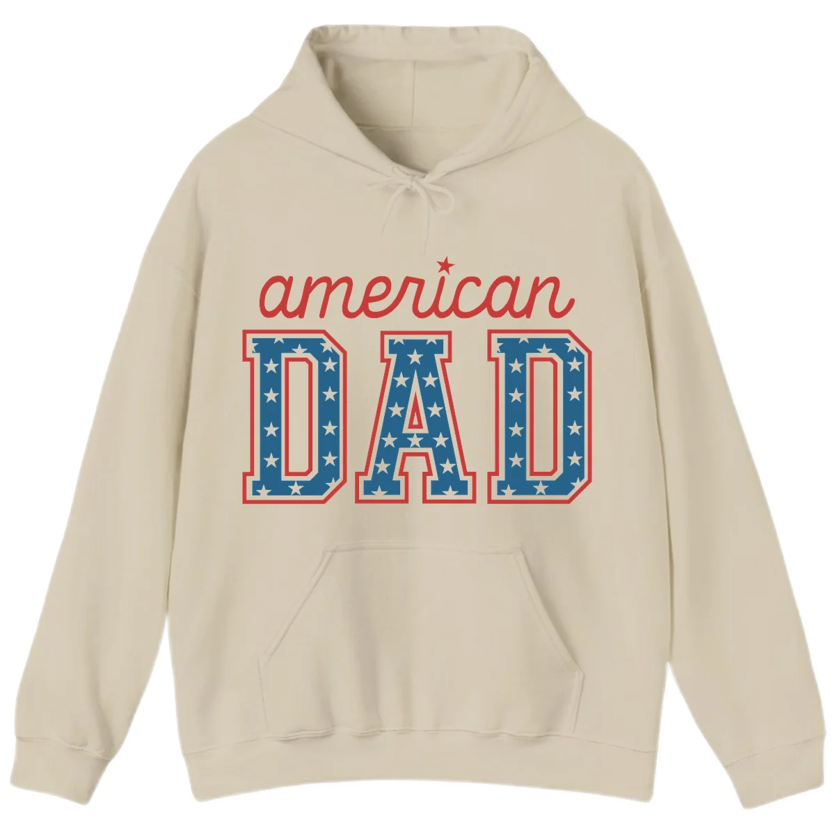 American Dad Patriotic Star Hoodie in Sand