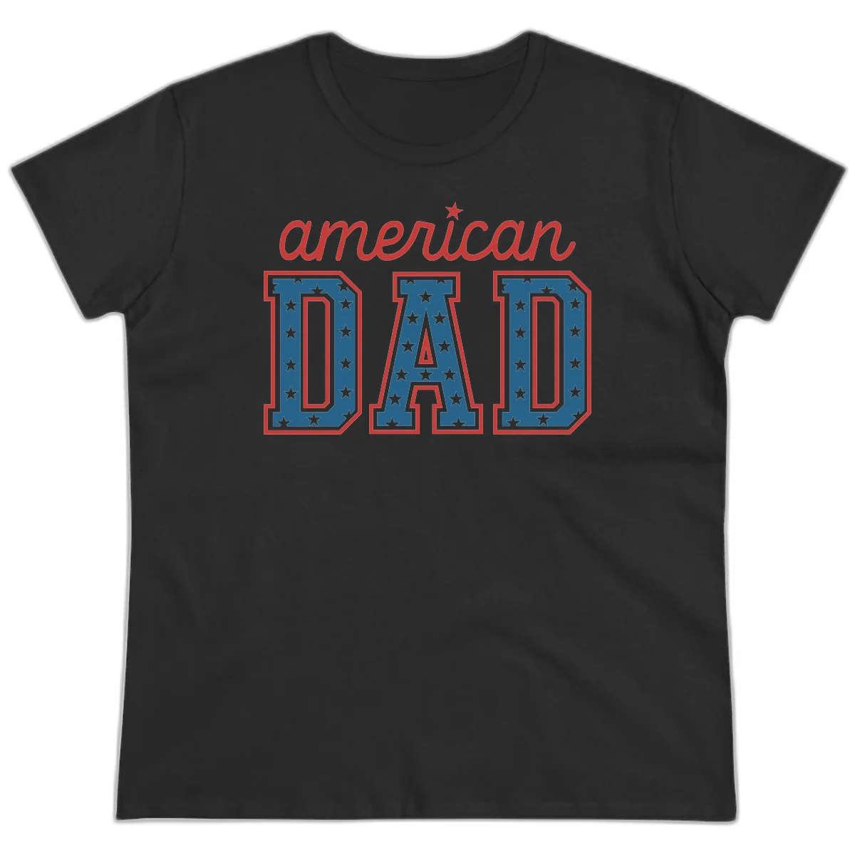 American Dad Patriotic Star Ladies Tee in Black