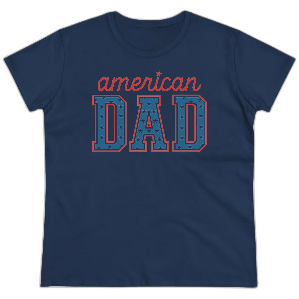 American Dad Patriotic Star Ladies Tee in Navy