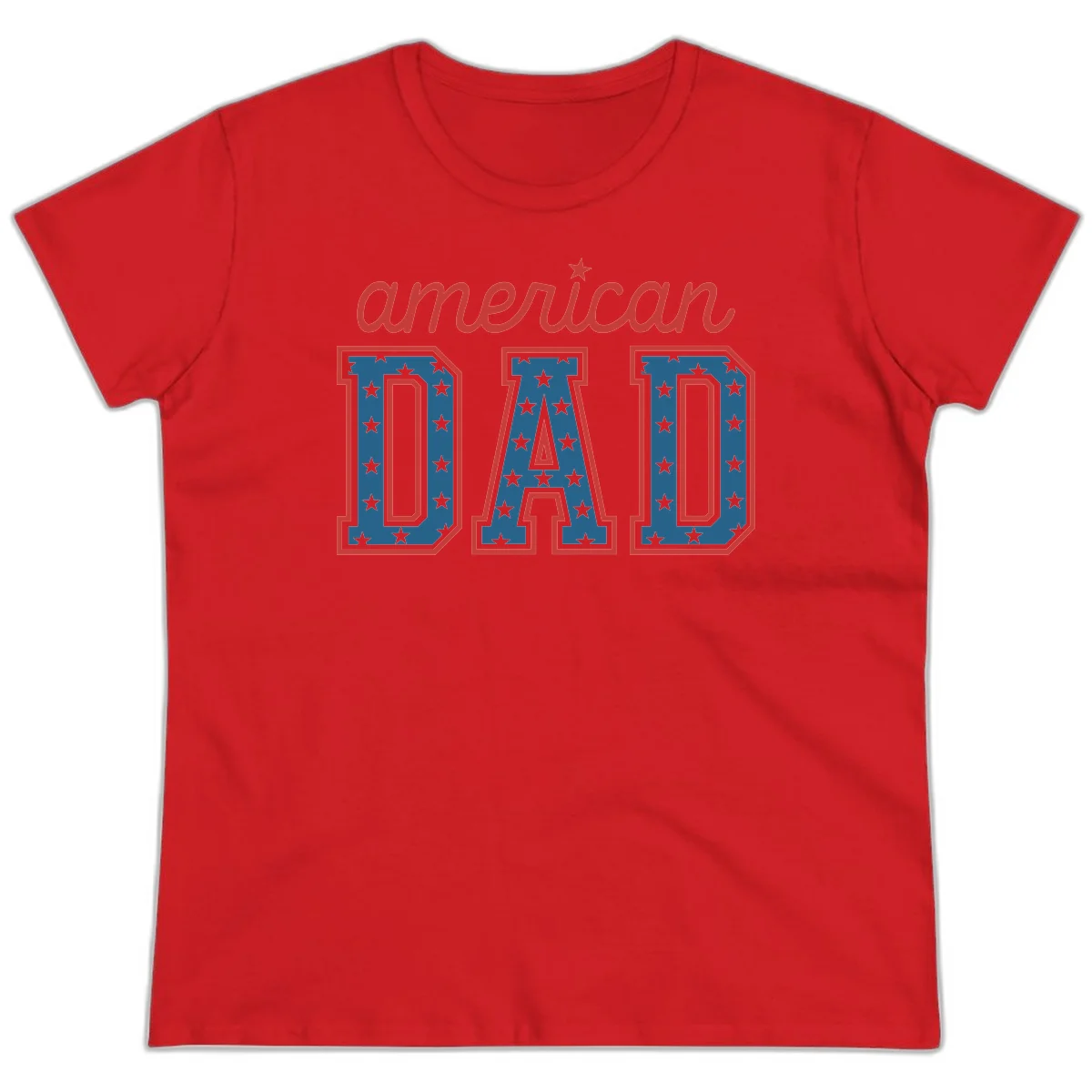 American Dad Patriotic Star Ladies Tee in Red