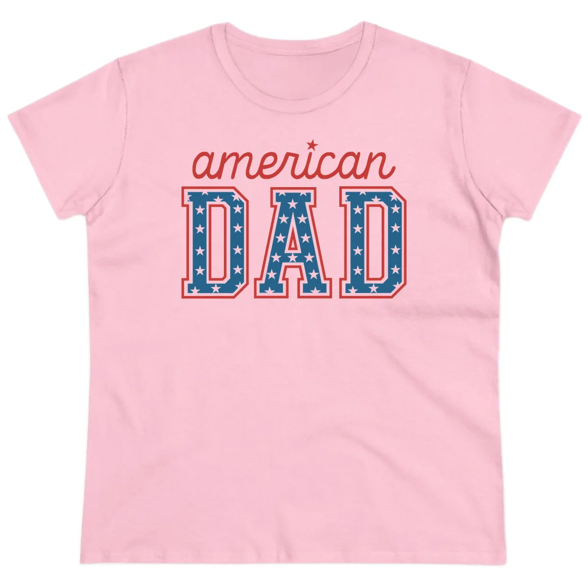 American Dad Patriotic Star Ladies Tee in Light Pink