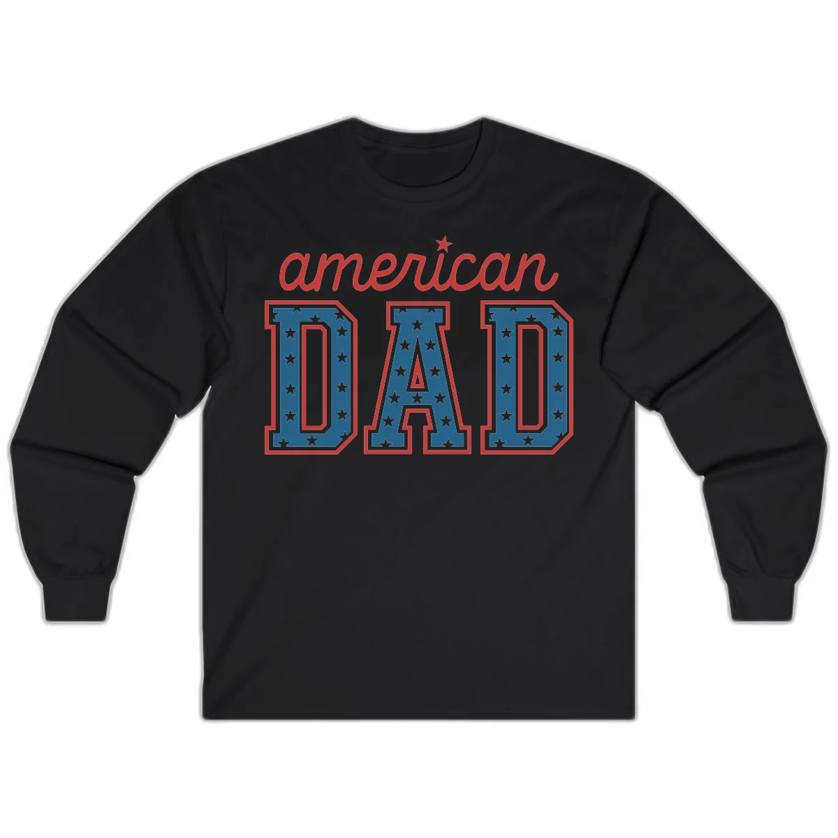 American Dad Patriotic Star Long Sleeve in Black