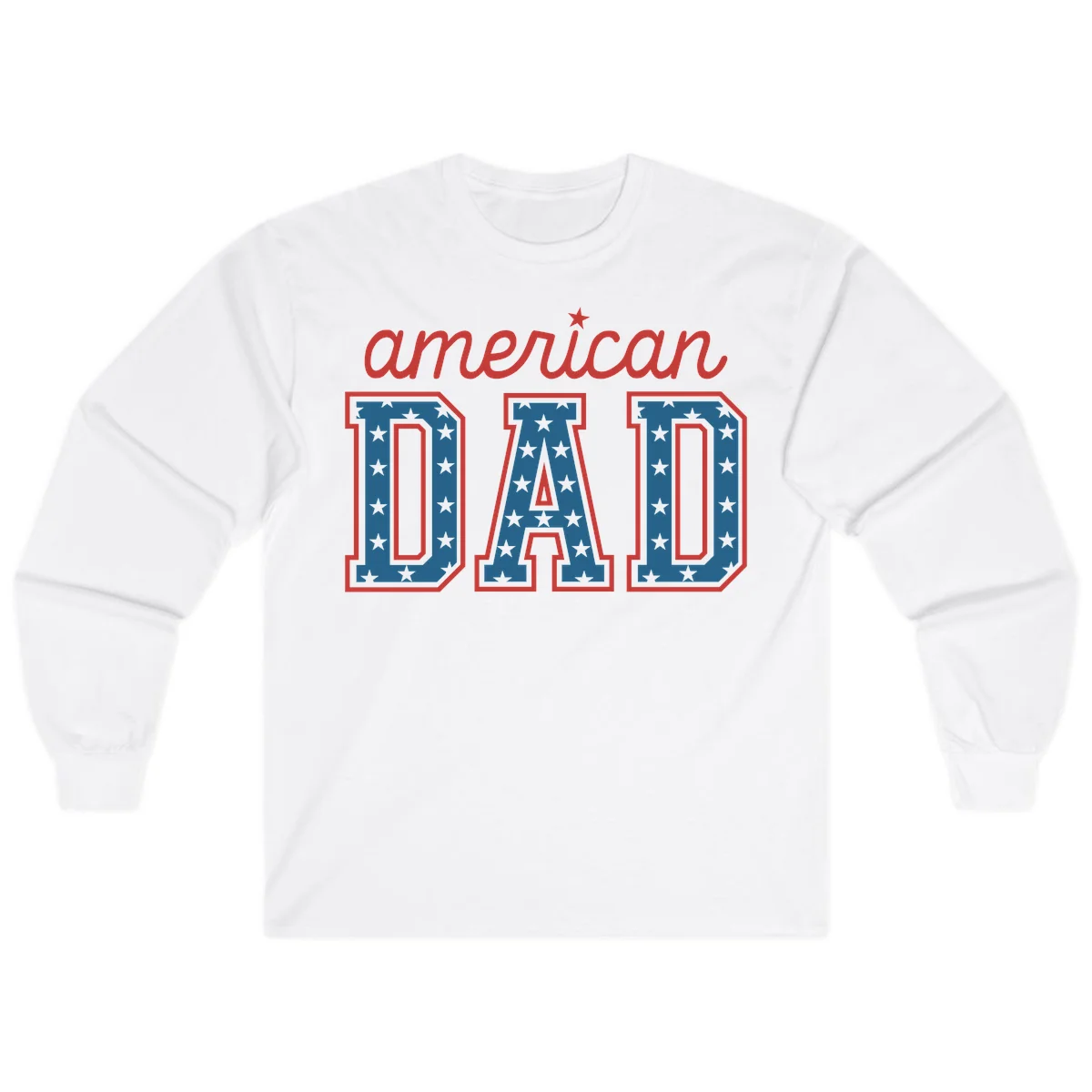 American Dad Patriotic Star Long Sleeve in White