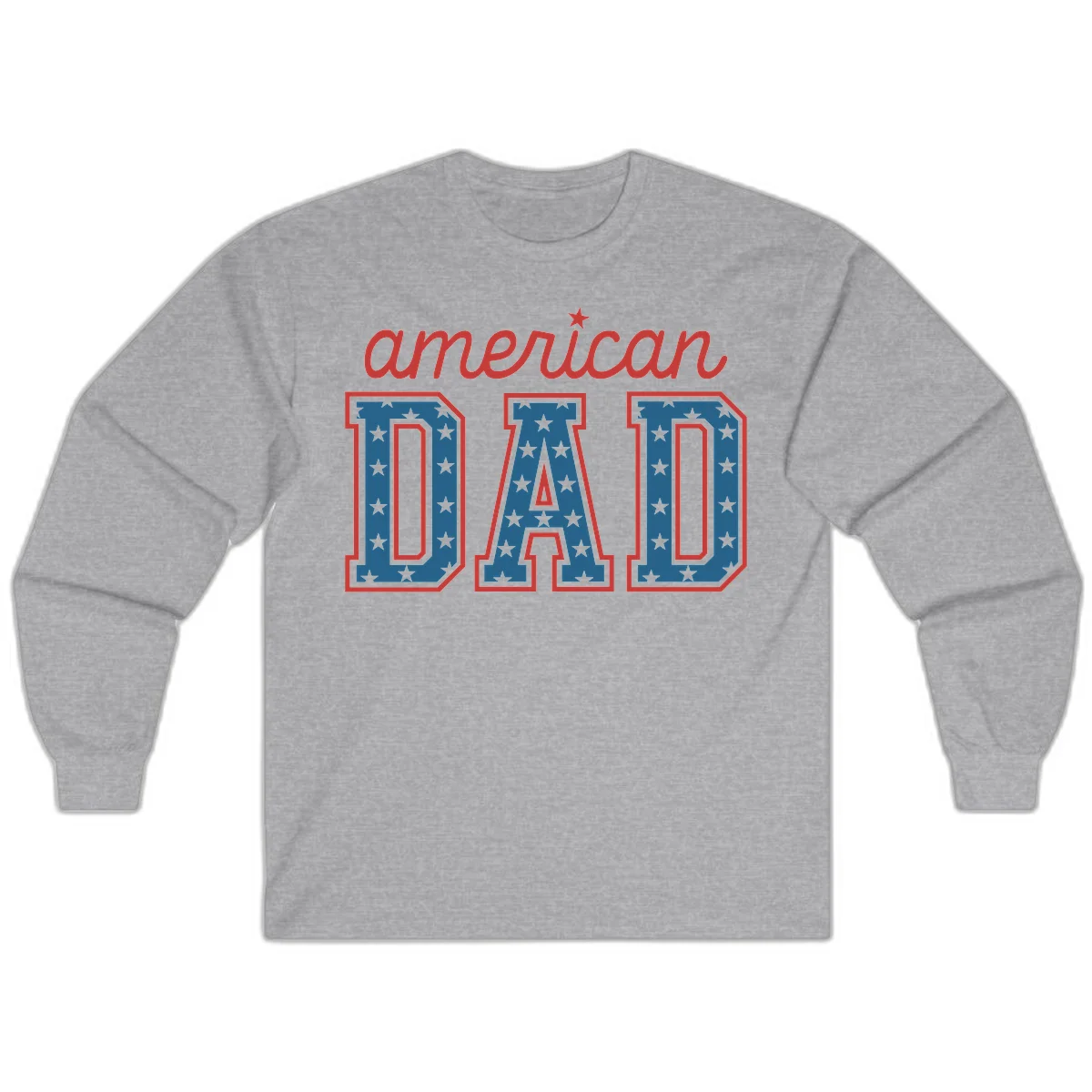 American Dad Patriotic Star Long Sleeve in Sport Grey