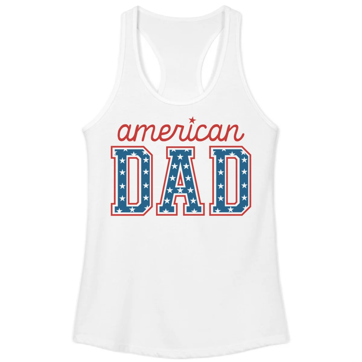 American Dad Patriotic Star Ladies Tank in White