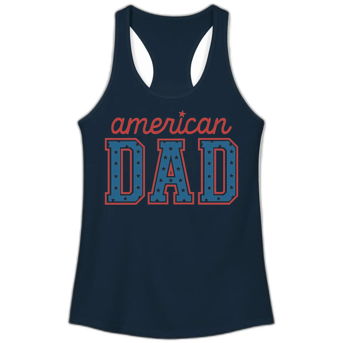 American Dad Patriotic Star Ladies Tank in Solid Midnight Navy