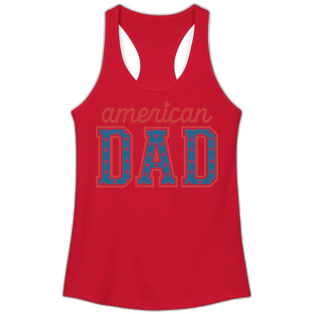 American Dad Patriotic Star Ladies Tank in Solid Red