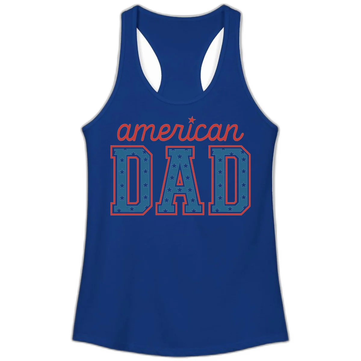 American Dad Patriotic Star Ladies Tank in Solid Royal