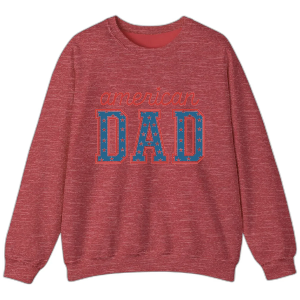 American Dad Patriotic Star Spangled Design Sweatshirt in Heather Scarlet Red
