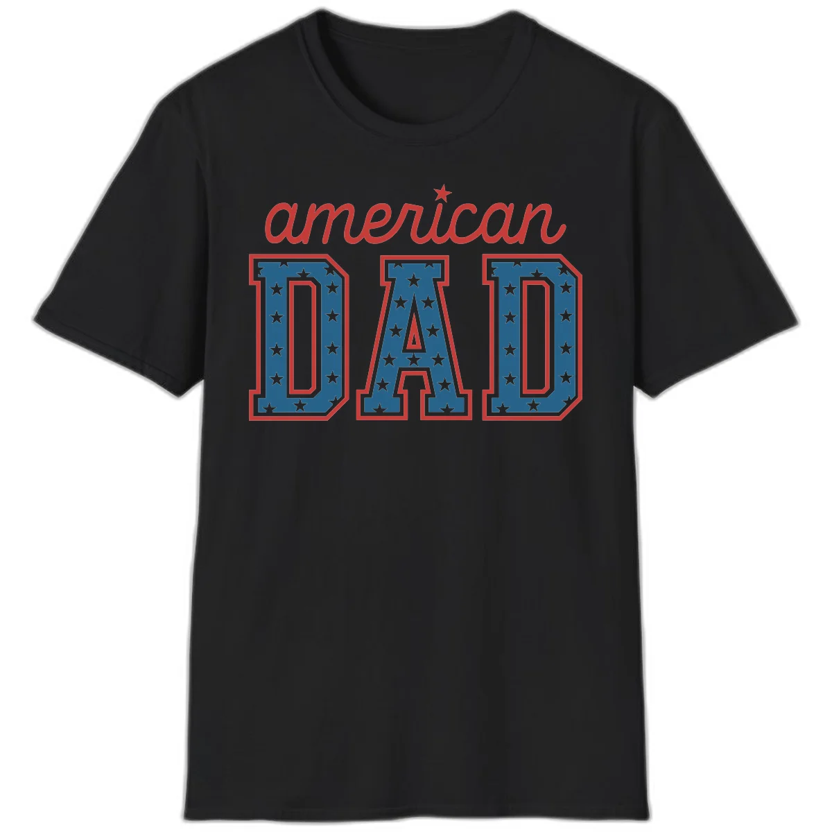 American Dad Patriotic Star T-Shirt in Black