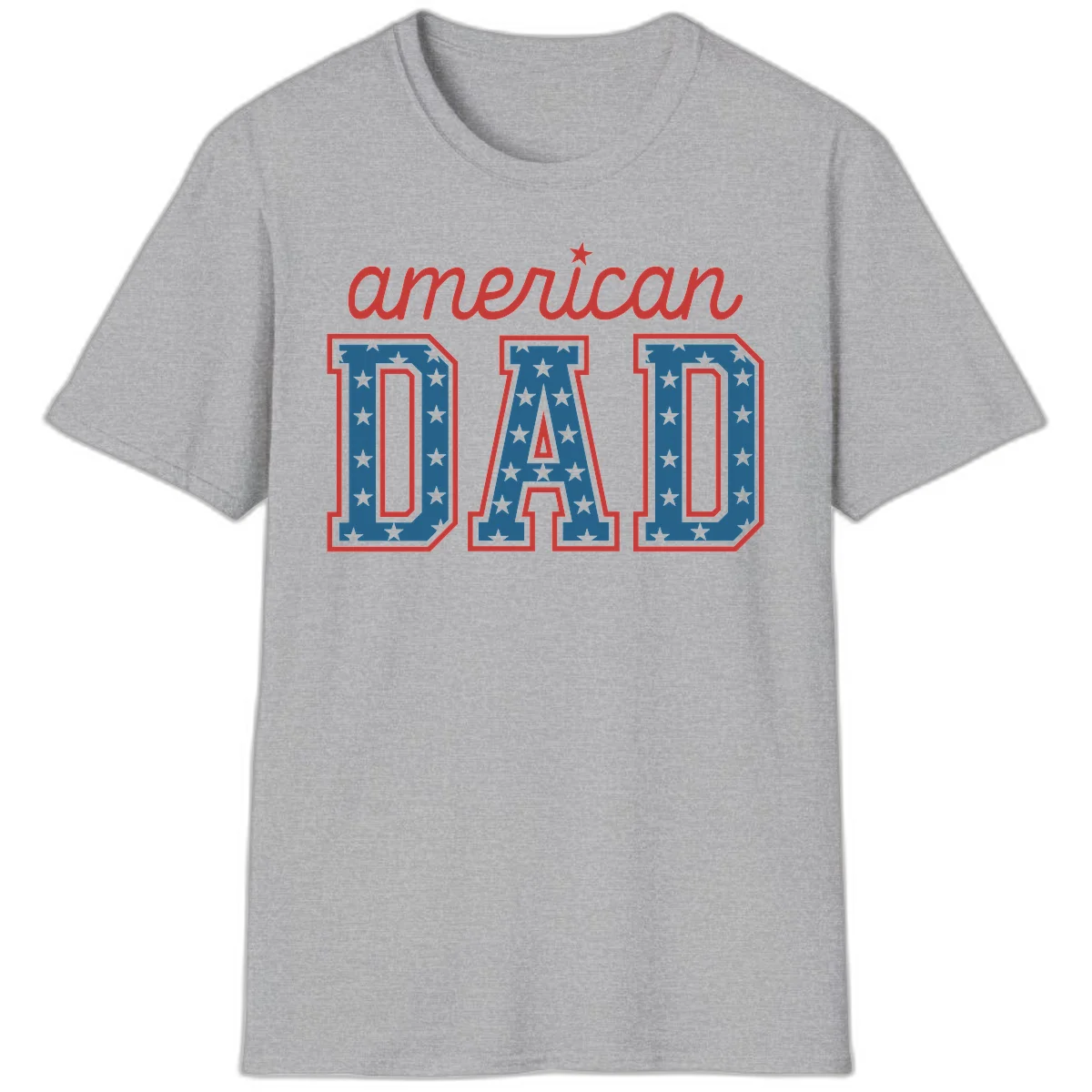 American Dad Patriotic Star T-Shirt in Sport Grey