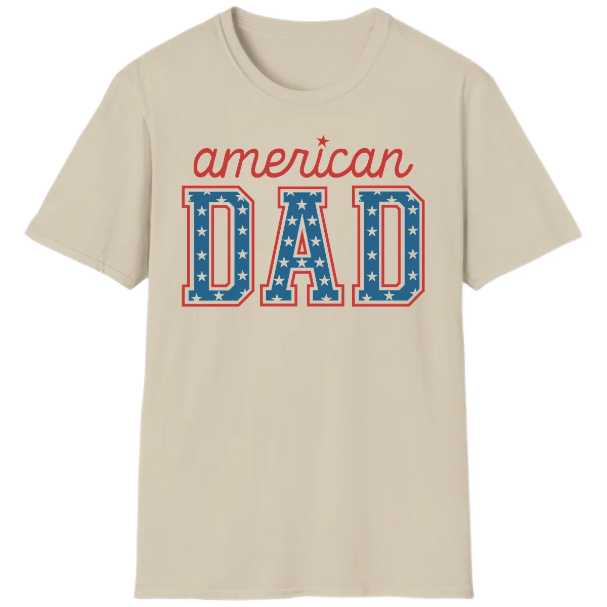 American Dad Patriotic Star T-Shirt in Sand