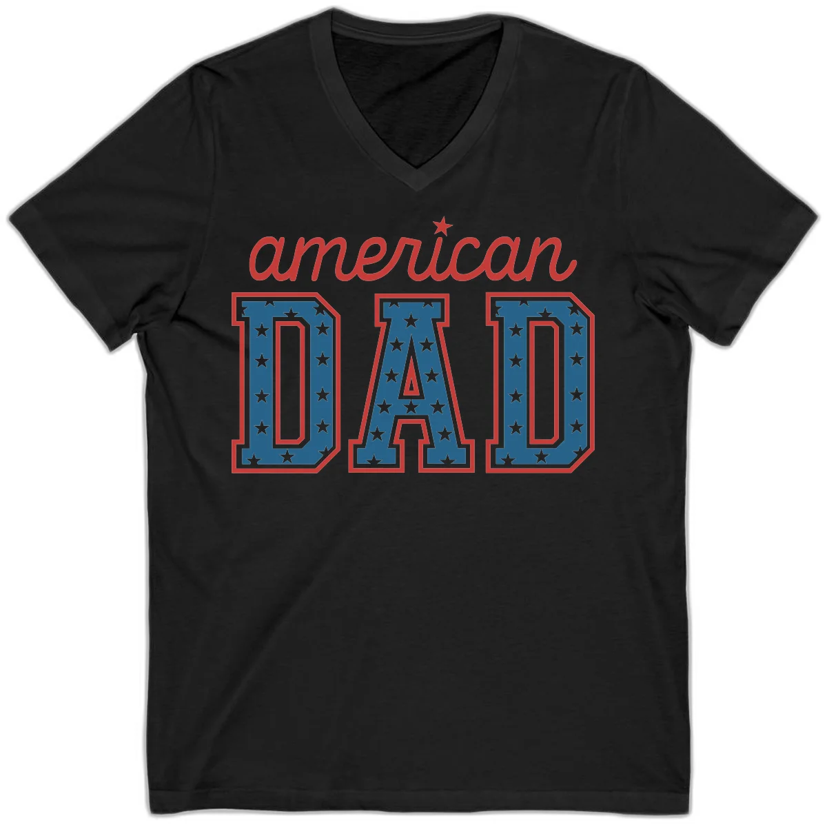 American Dad Patriotic Star V-Neck in Black