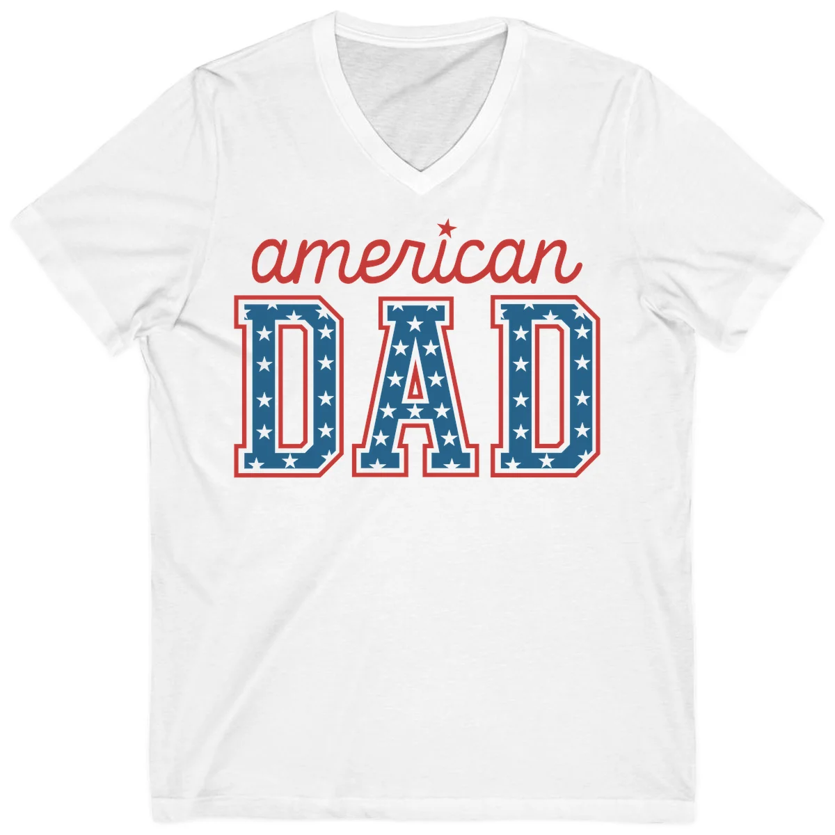 American Dad Patriotic Star V-Neck in White