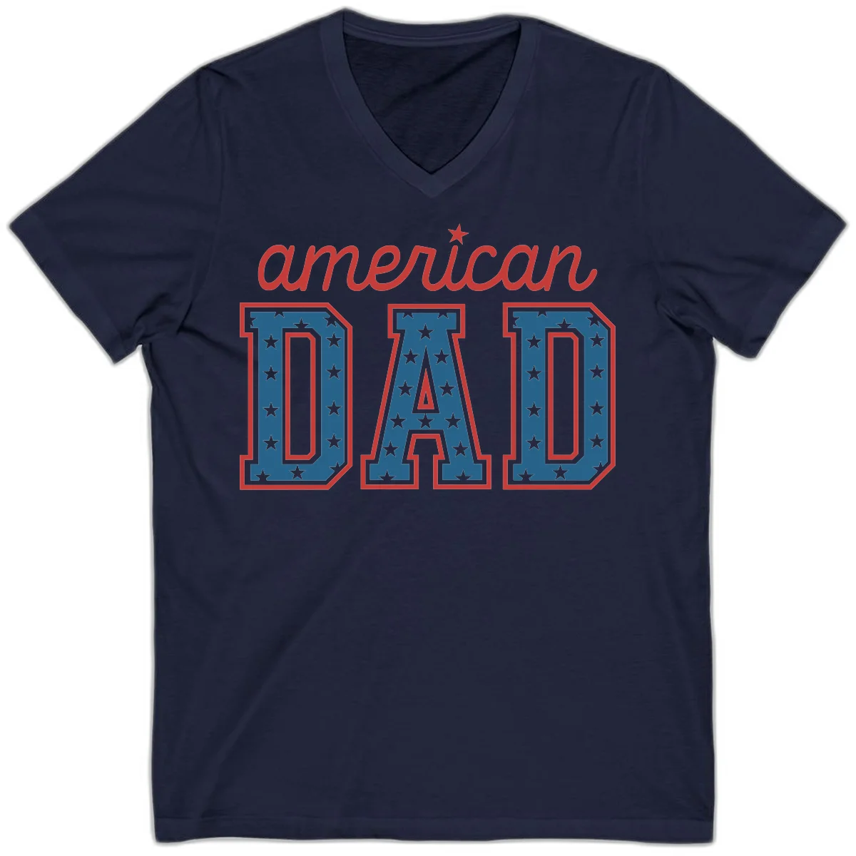 American Dad Patriotic Star V-Neck in Navy