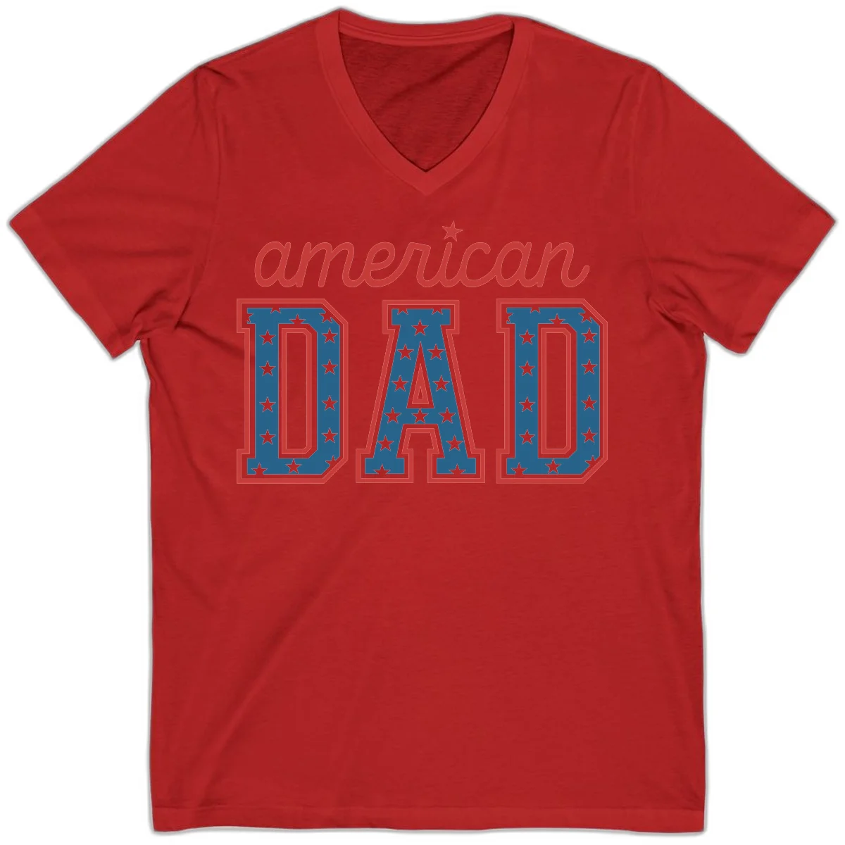 American Dad Patriotic Star V-Neck in Red