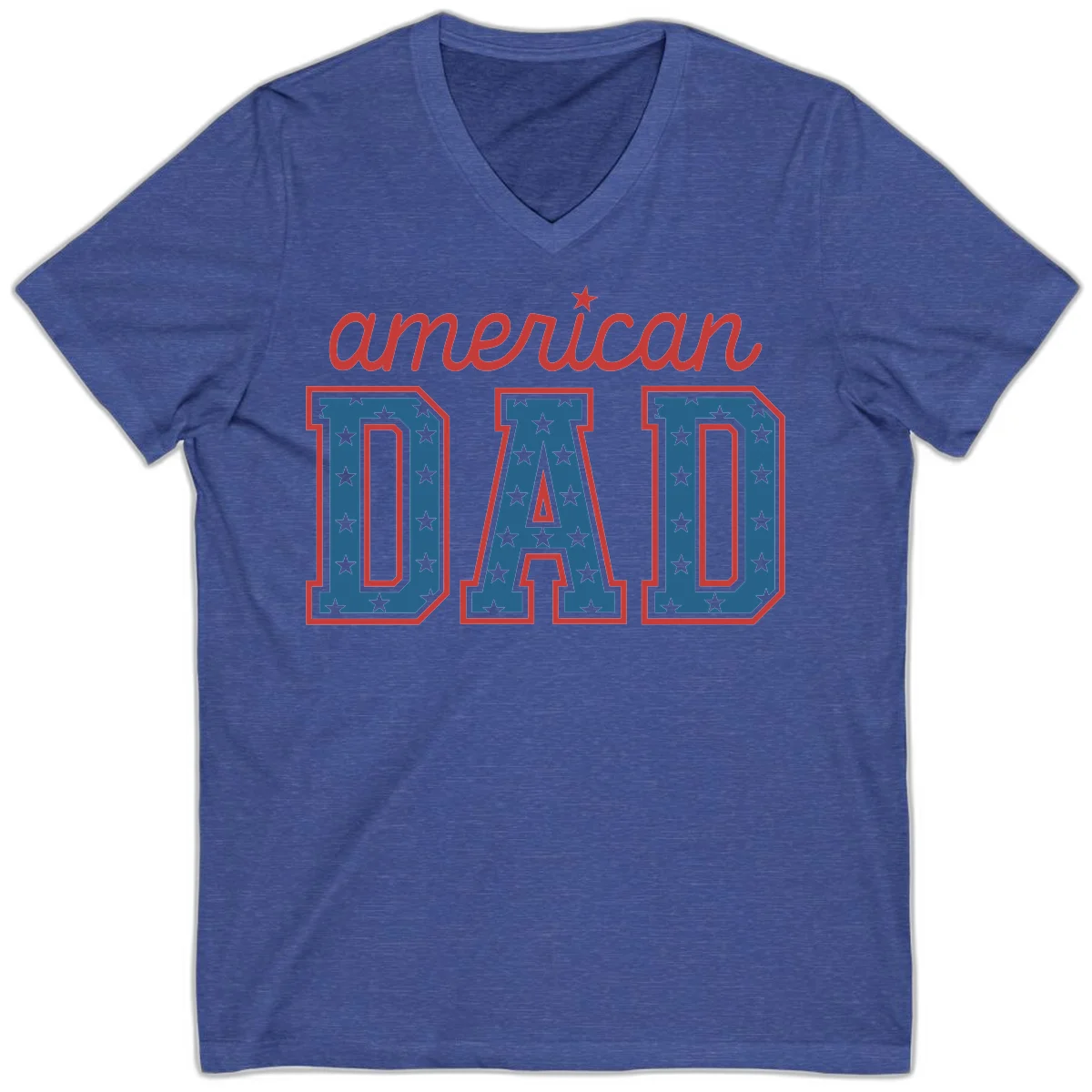 American Dad Patriotic Star V-Neck in Heather True Royal