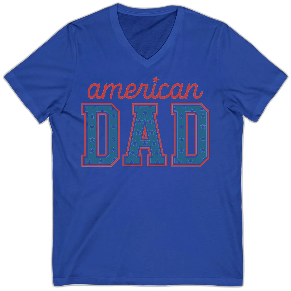 American Dad Patriotic Star V-Neck in True Royal