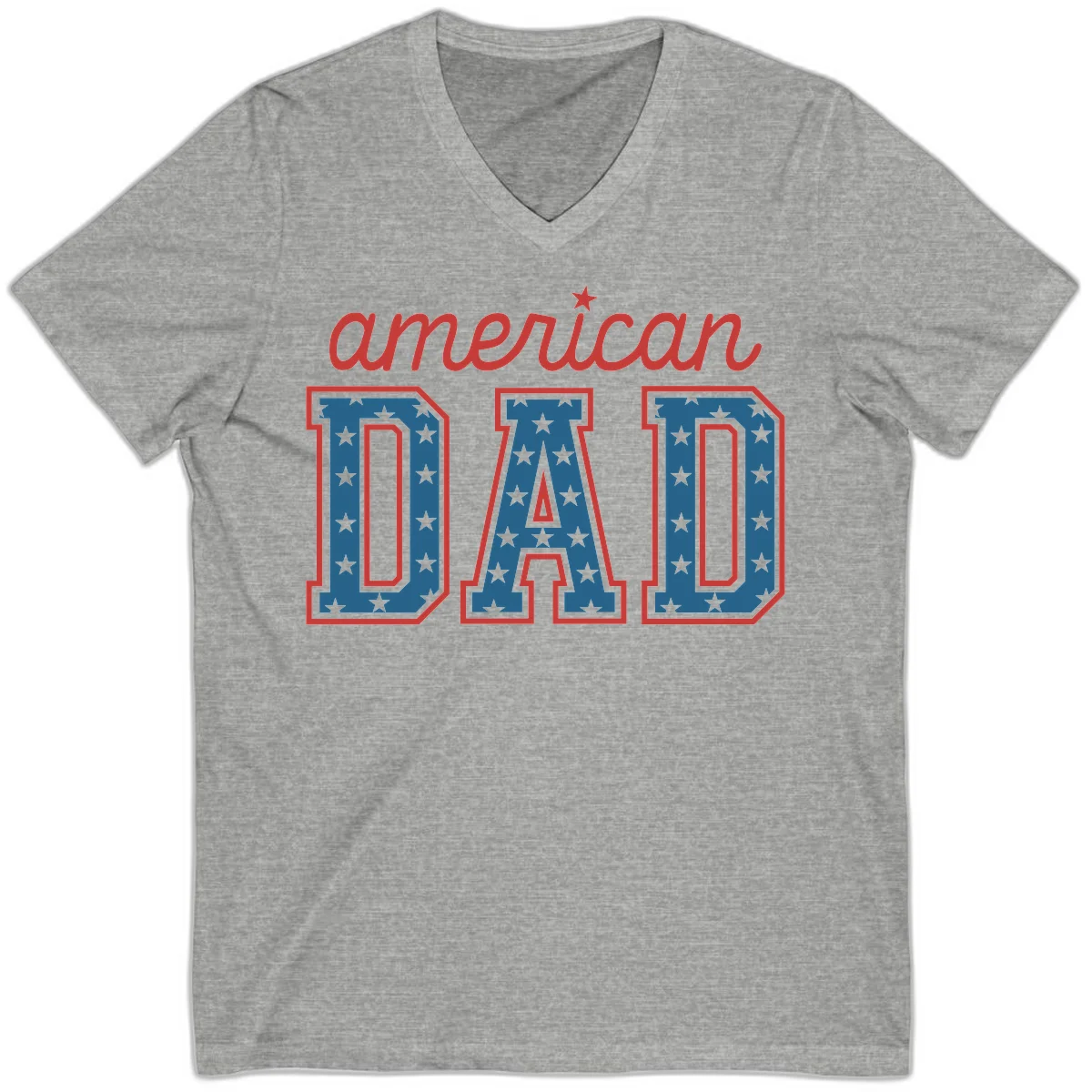 American Dad Patriotic Star V-Neck in Athletic Heather