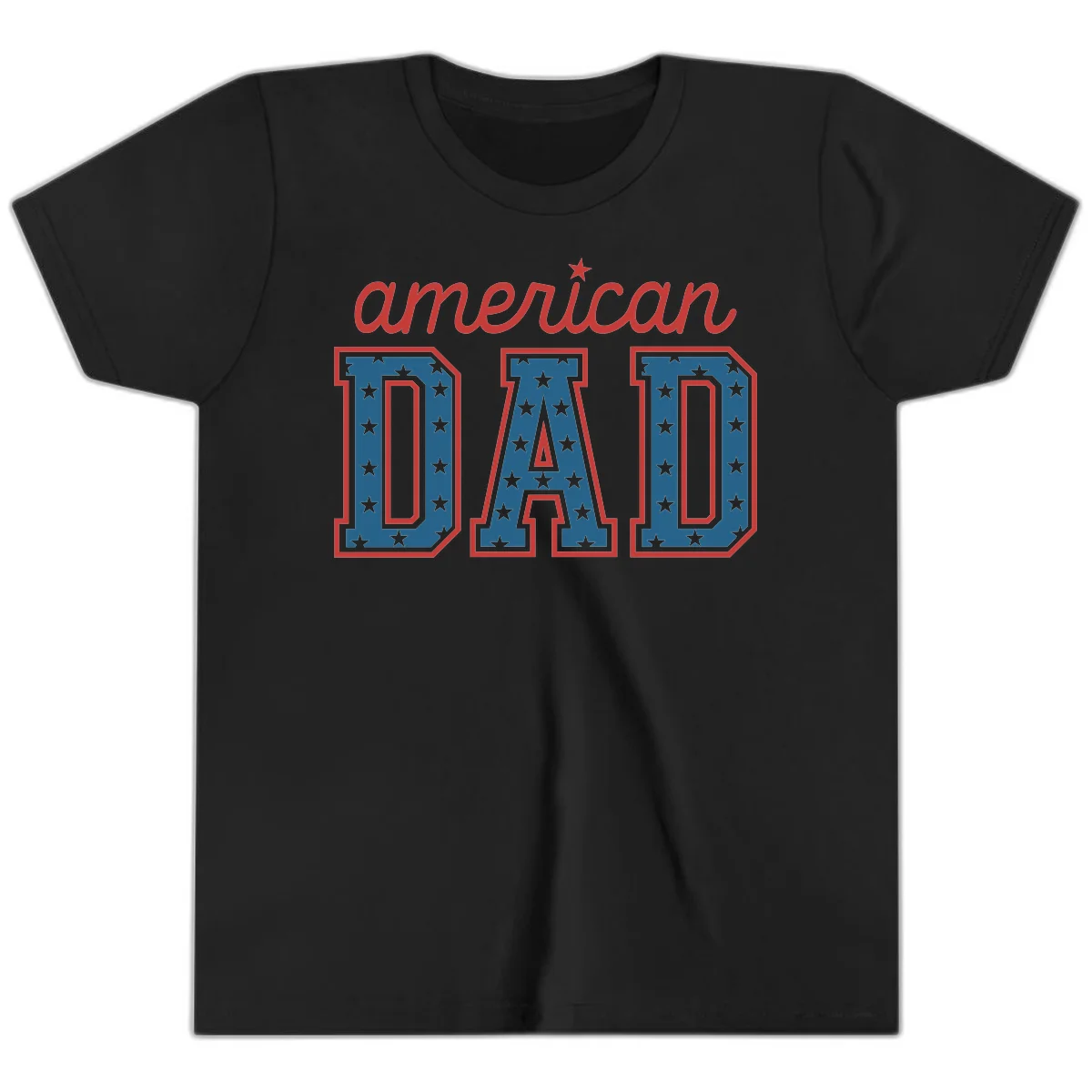 American Dad Patriotic Star Youth T-Shirt in Black